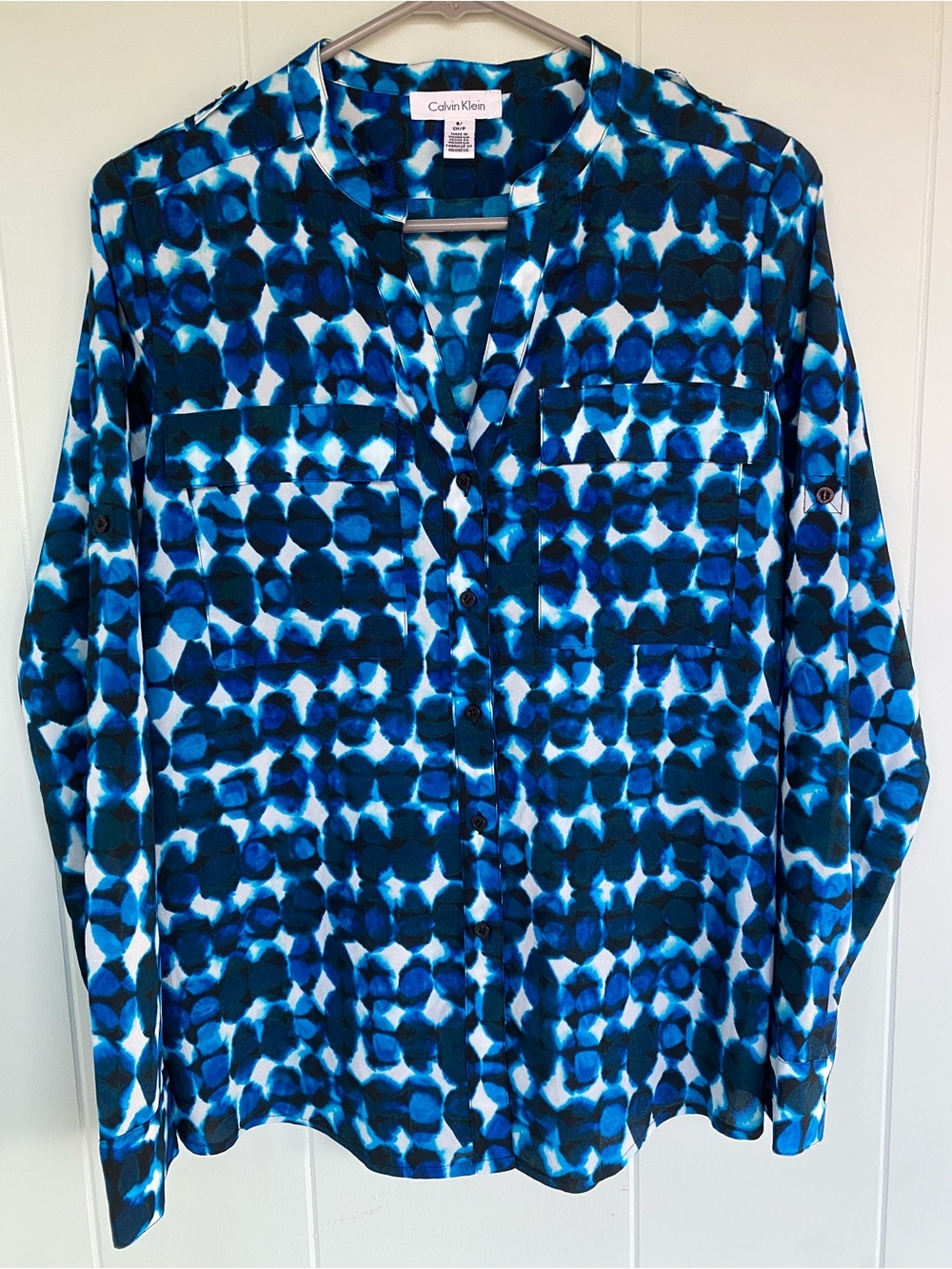 Calvin Klein Blue & Navy Abstract Print Button-Down Shirt